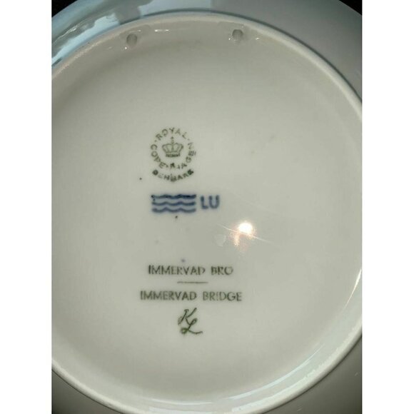 1977 Royal Copenhagen Immervad Bridge Collectors Plate Hunter & Dog Blue White - Picture 4 of 4